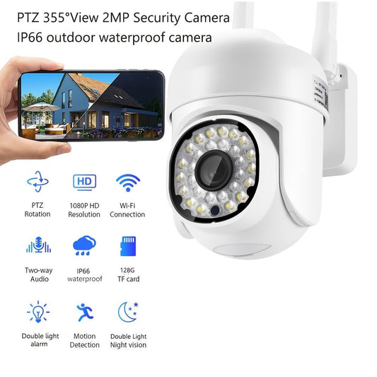 Security Cameras Outdoor - 1080P Color Night Vision Wireless WiFi Home Video Surveillance Pan & Tilt 360° View; Auto Tracking Smart Alerts; 2-Way Audio; Weatherproof Without TF/SD Card - Discount Msrp 