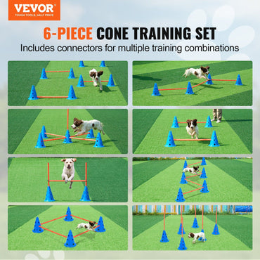 VEVOR Dog Agility Hurdle Cone Set 6 PCS Kit-12 xCones 6 xAgility Rods with Bag - Discount Msrp 