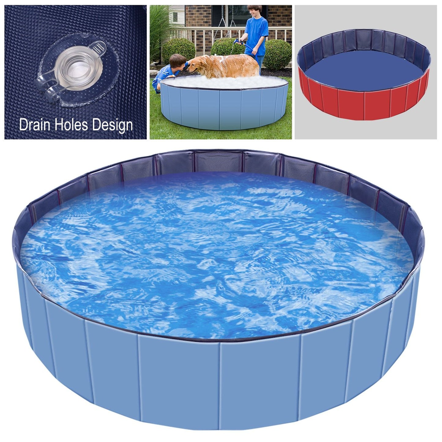 Foldable Pet Swimming Pool PVC Kiddie Baby Dog Swim Pool Bathing Tub Playmat Kids Pools - Discount Msrp 