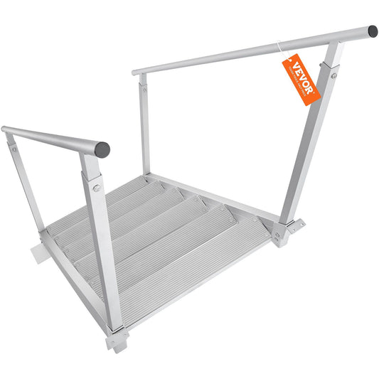 VEVOR Dock Ladder, Adjustable Height, 500 lbs Load Capacity, Aluminum Alloy Steps Pontoon Boat Ladder with Dual Handrails & Nonslip Rubber Mat, Ideal for Ship/Lake/Pool/Marine Boarding - Discount Msrp 