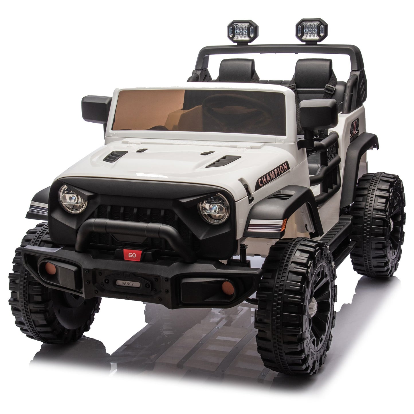 24V Two-seater Kids Ride On Electric Car W/parents control,Seat width 19.69in,400W motor,Four-wheel suspension,light&searchlight,USB,MP3,Bluetooth,Provide a speed of 1.86-4.35MPH for kids of 3+. - Discount Msrp 