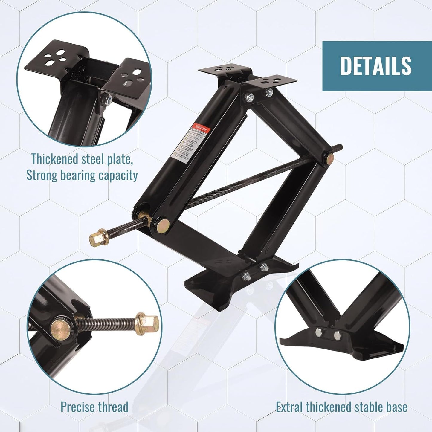 2Pcs Scissor Jack, 6500 lbs * 2, Leveling Scissor Jacks Set with Handle,RV Trailer Camper Stabilizer, for Trucks Cars MPVs Sedans,Station Wagon - Discount Msrp 