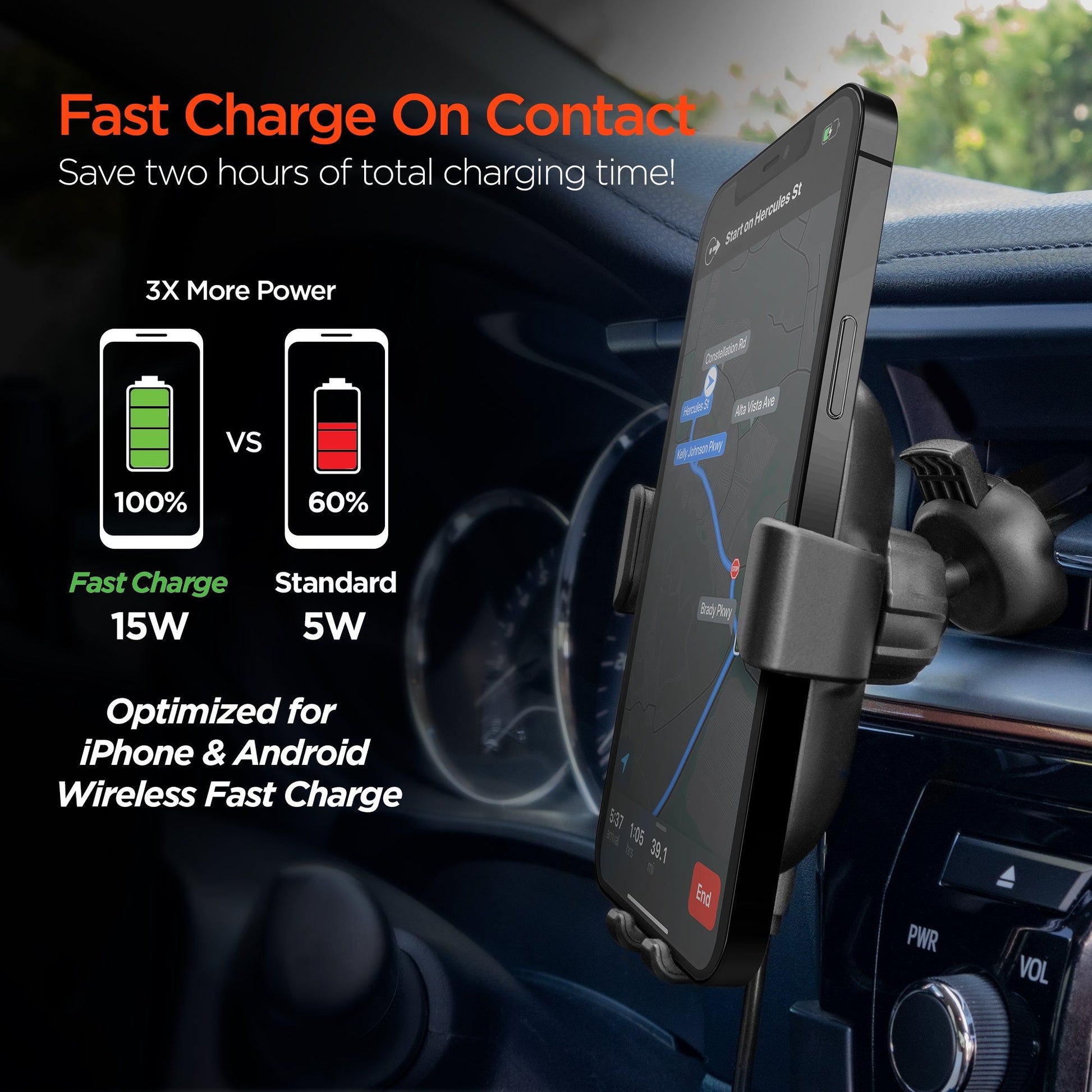 HyperGear Gravity 15W Wireless Fast Charge Mount - Discount Msrp 