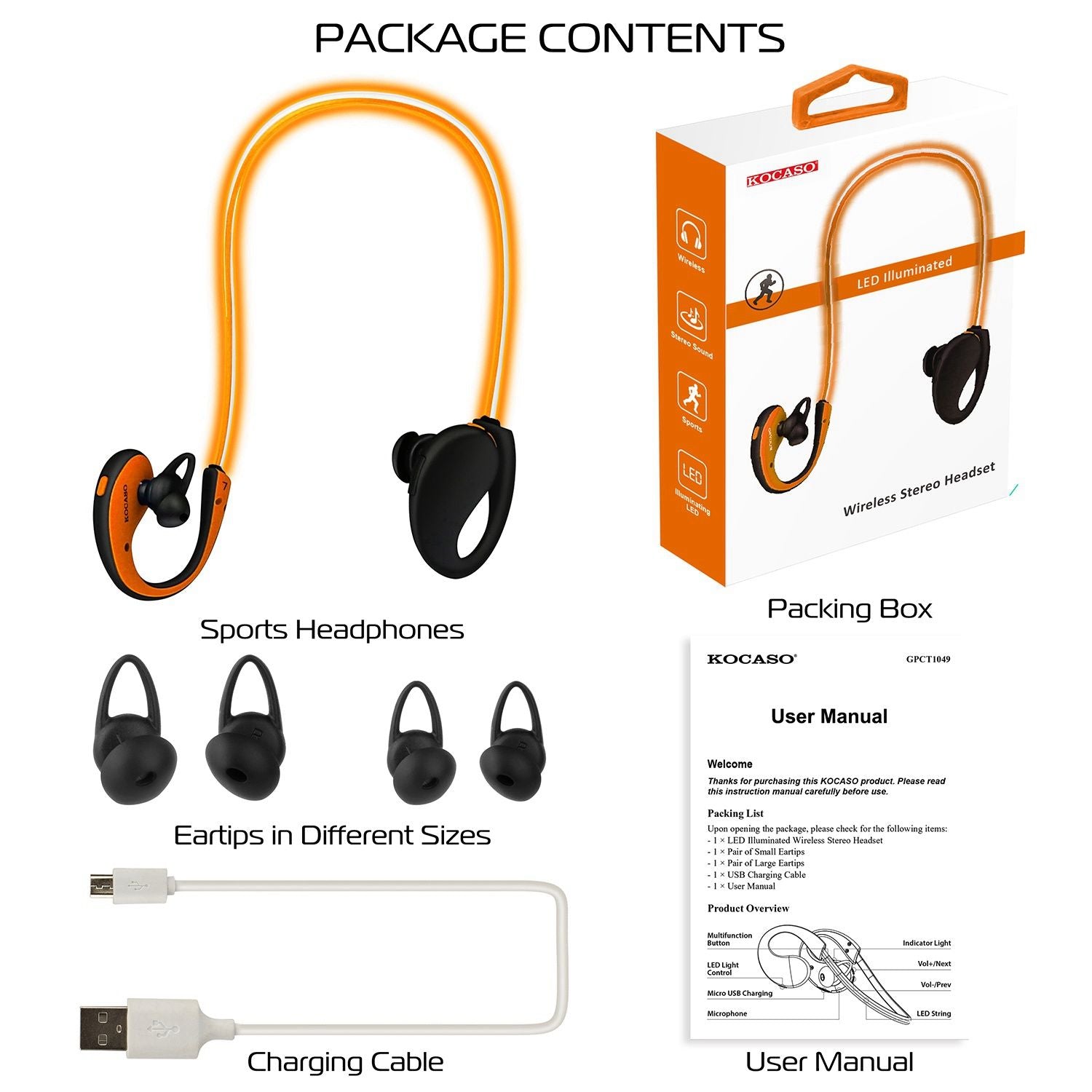 Wireless Sports Headsets Wireless V4.1 Neckband Earphones HD Stereo Sweat-proof Headphones Earbuds - Discount Msrp 