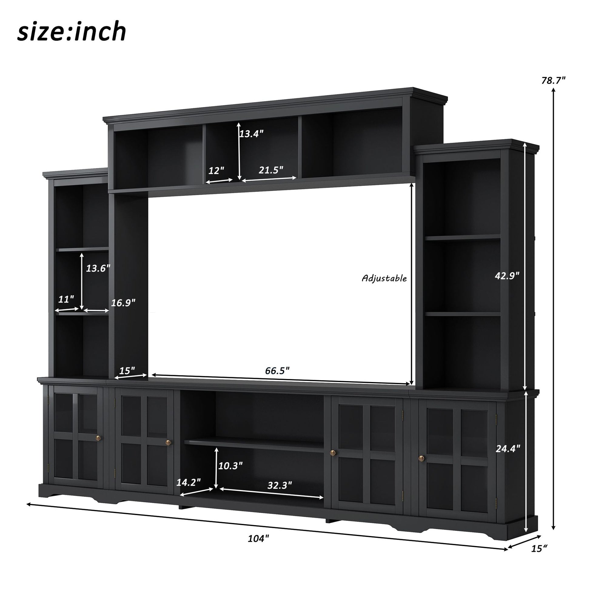 [VIDEO provided] ON-TREND Minimalism Entertainment Wall Unit with Bridge, Modern TV Console Table for TVs Up to 70", Multifunctional TV Stand with Tempered Glass Door, Black (Old SKU: SD000009AAB) - Discount Msrp 