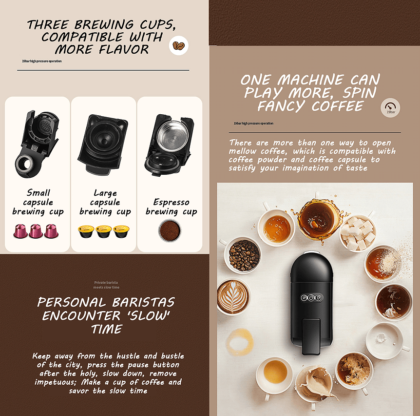 PSAC504K 70ml espresso 19Bar extract French coffee Mocha Italian espresso, touch sensing 1450W - Discount Msrp 