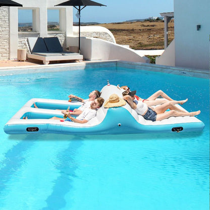 Floating 4-Person Inflatable Lounge Raft with 130W Electric Air - Discount Msrp 