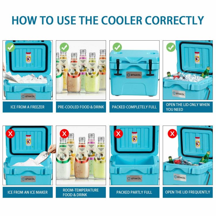 16 Quart 24-Can Capacity Portable Insulated Ice Cooler with 2 Cup Holders - Discount Msrp 