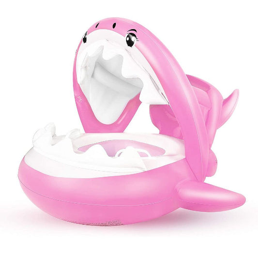 Inflatable Swim Rings For Kids With Sun Shade Poncho; Swim Rings For Infants And Toddlers; Foldable Shark Swim Seat Rings - Discount Msrp 