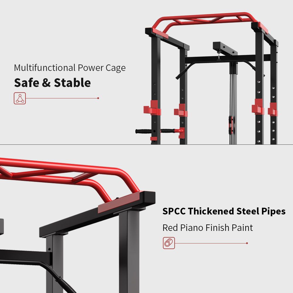 Multi-functional Power Cage,Home Adjustable Pullup Squat Rack 1000Lbs Capacity Comprehensive Fitness Barbell Rack - Discount Msrp 