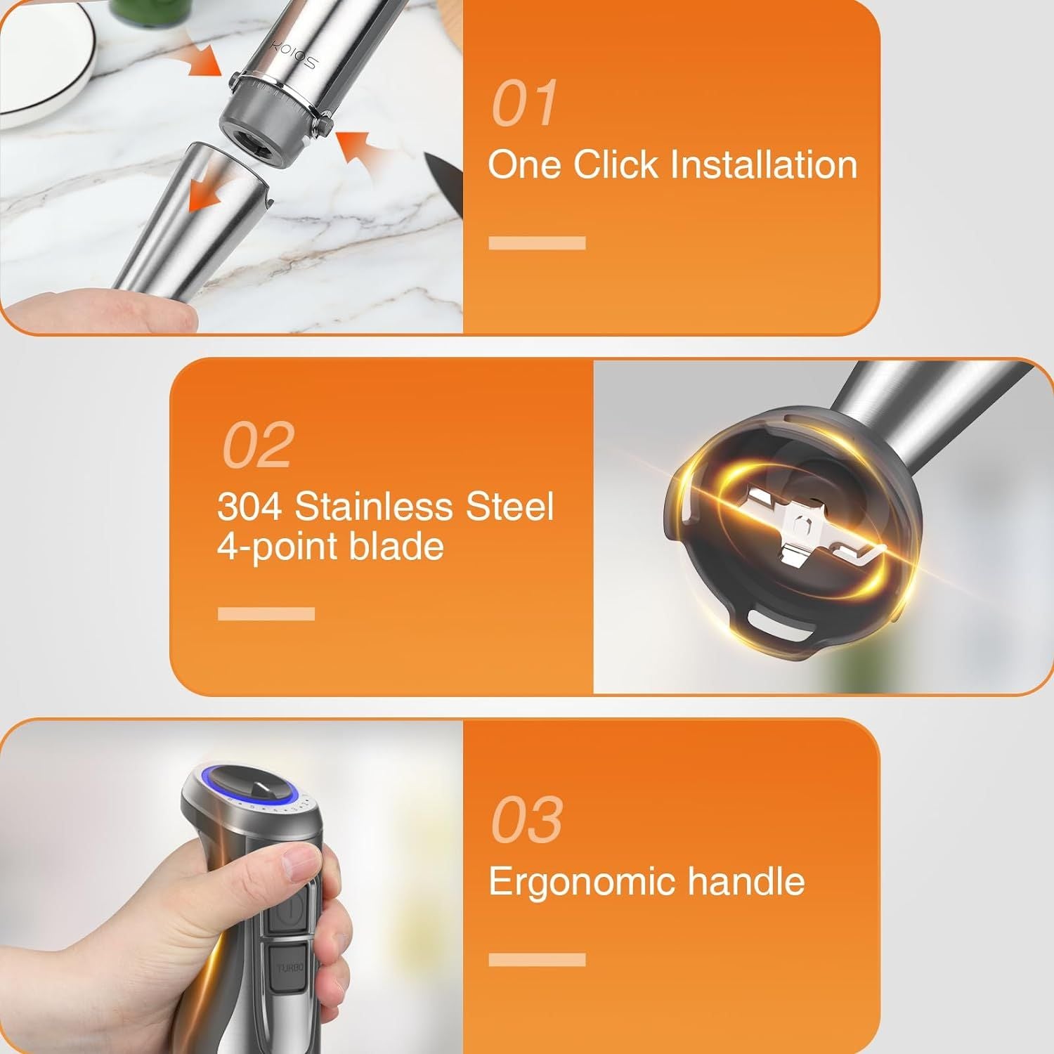 KOIOS 1100W Immersion Hand Blender, Stainless Steel Stick Blender with 12-Speed & Turbo Mode, 5-in-1 Handheld Blender with 600ml Mixing Beaker with Lid, 500ml Chopper, Whisk, Milk Frother, BPA-Free - Discount Msrp 