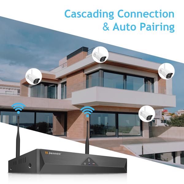 Jennov 5MP Wireless Security Camera System Outdoor IP66 IR WIFI Camera 1TB NVR - Discount Msrp 