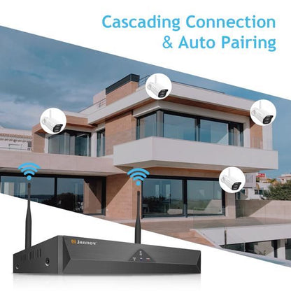 Jennov 5MP Wireless Security Camera System Outdoor IP66 IR WIFI Camera 1TB NVR - Discount Msrp 