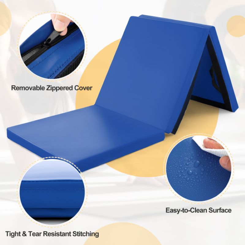 Portable Tri-Fold Gym Mat with Handles for Yoga - Discount Msrp 