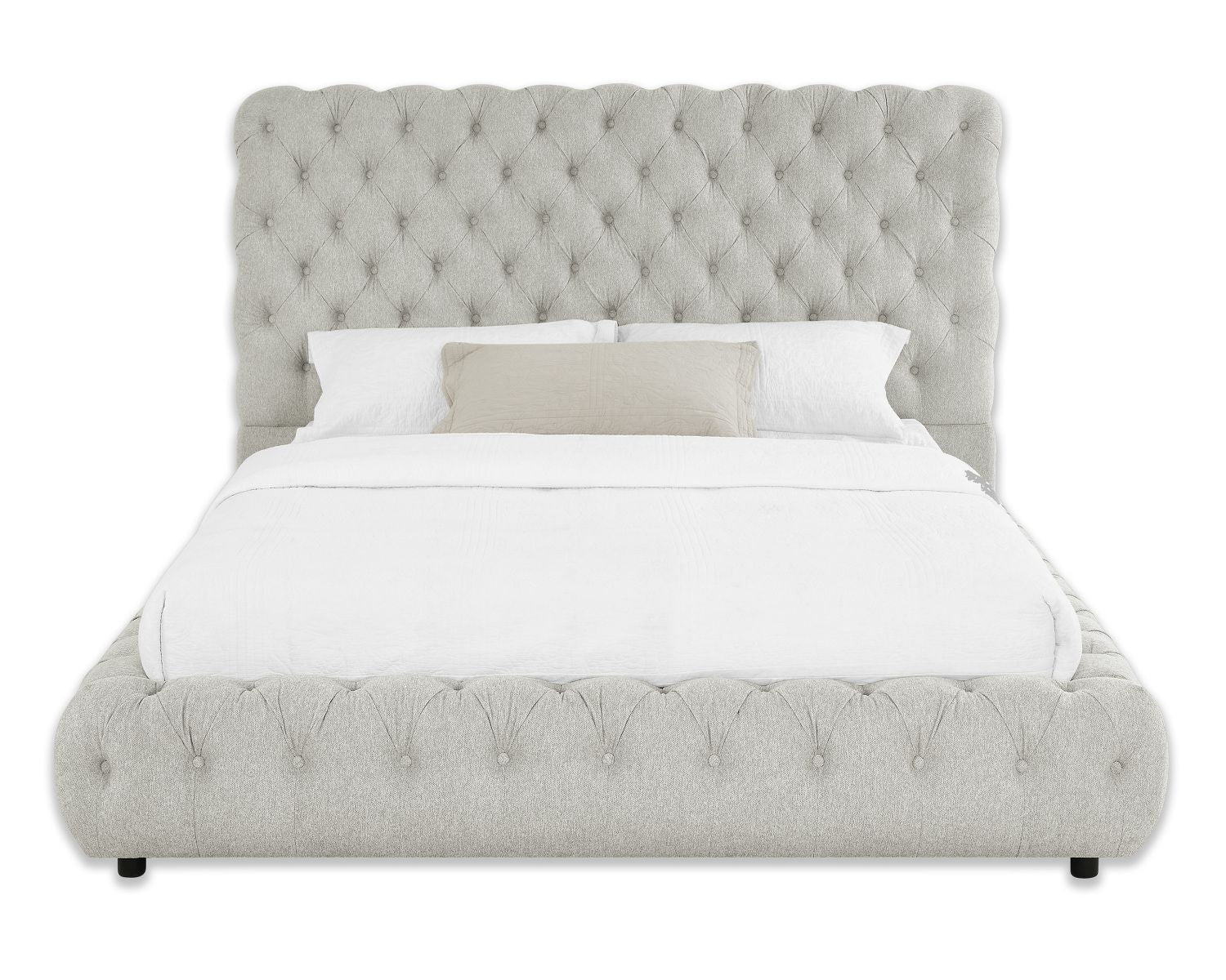 1pc Contemporary Upholstered Queen Bed Tufted Headboard and Footboard Bedroom Furniture Dove Gray - Discount Msrp 