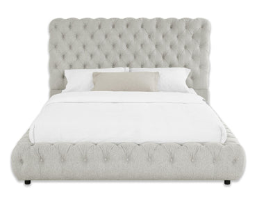 1pc Contemporary Upholstered Queen Bed Tufted Headboard and Footboard Bedroom Furniture Dove Gray - Discount Msrp 