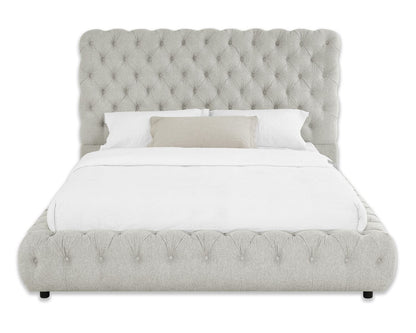 1pc Contemporary Upholstered Queen Bed Tufted Headboard and Footboard Bedroom Furniture Dove Gray - Discount Msrp 
