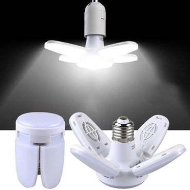 1pc E27 LED Bulb Fan Blade Timing Lamp AC85-265V 28W Foldable Led Light Bulb Ceiling Light For Home - Discount Msrp 