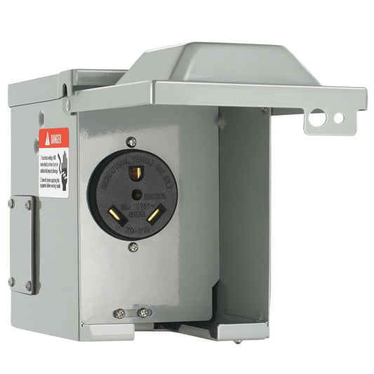 VEVOR 30 Amp RV Power Outlet Box, 125/250 Volt, Enclosed Lockable Outdoor RV Receptacle Box, NEMA TT-30R Weatherproof Electrical Panel, for RV Camper Trailer Motorhome Tested to UL Standards - Discount Msrp 