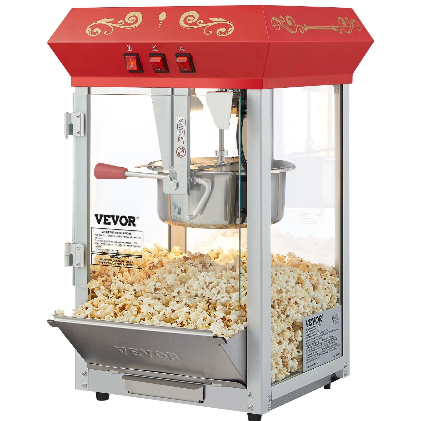VEVOR Popcorn Popper Machine 8 Oz Countertop Popcorn Maker 850W 48 Cups Red - Discount Msrp 