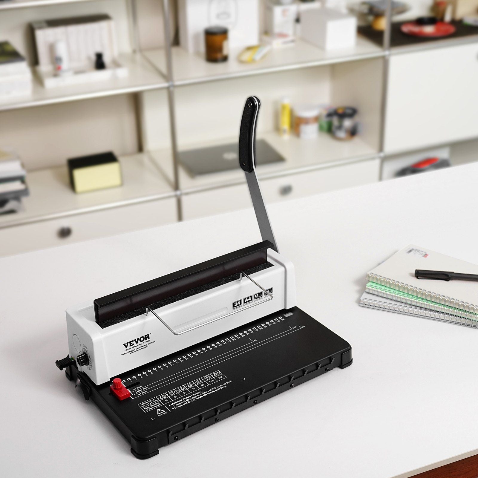 VEVOR Coil Spiral Binding Machine, Manual Book Maker 34-Holes Binding 120 Sheets, Punch Binder with 100pcs 5/16'' Coil Binding Spines, Adjustable Side Margin, for Letter Size, A4, A5 - Discount Msrp 