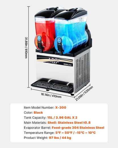 Commercial Slushy Machine 15Lx2 Tank Margarita Smoothie Frozen Drink Maker - Discount Msrp 