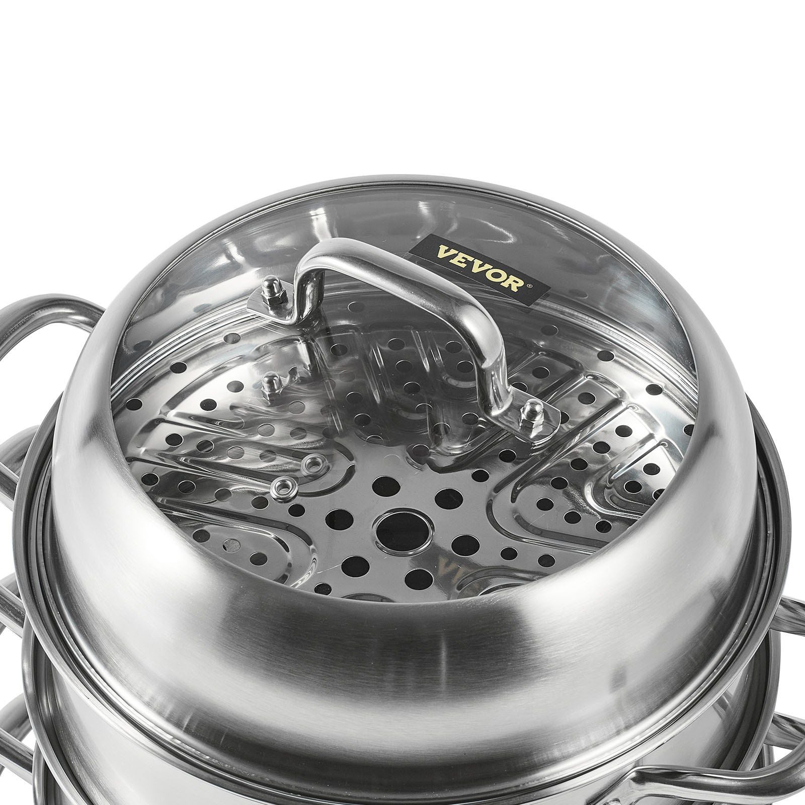 VEVOR Dumpling Steamer Stainless Steel 5 Titer for for Cook Soup, Noodles, Fishes Work with Gas Electric Grill Stove Top, Dia 30cm/11.8inch, Pot - Discount Msrp 