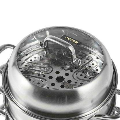 VEVOR Dumpling Steamer Stainless Steel 5 Titer for for Cook Soup, Noodles, Fishes Work with Gas Electric Grill Stove Top, Dia 30cm/11.8inch, Pot - Discount Msrp 