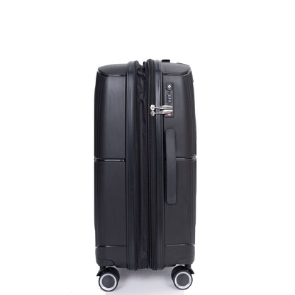 Expandable Hardshell Suitcase Double Spinner Wheels PP Luggage Sets Lightweight Durable Suitcase with TSA Lock,3-Piece Set (20/24/28) ,Black - Discount Msrp 