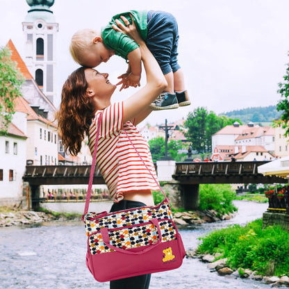 5PCS Baby Nappy Diaper Bags Set Mummy Diaper Shoulder Bags w/ Nappy Changing Pad Insulated Pockets Travel Tote Bags - Discount Msrp 