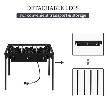 Outdoor Camp Stove High Pressure Propane Gas Cooker Portable Cast Iron Patio Cooking Burner (Three Burner 225000-BTU) - Discount Msrp 