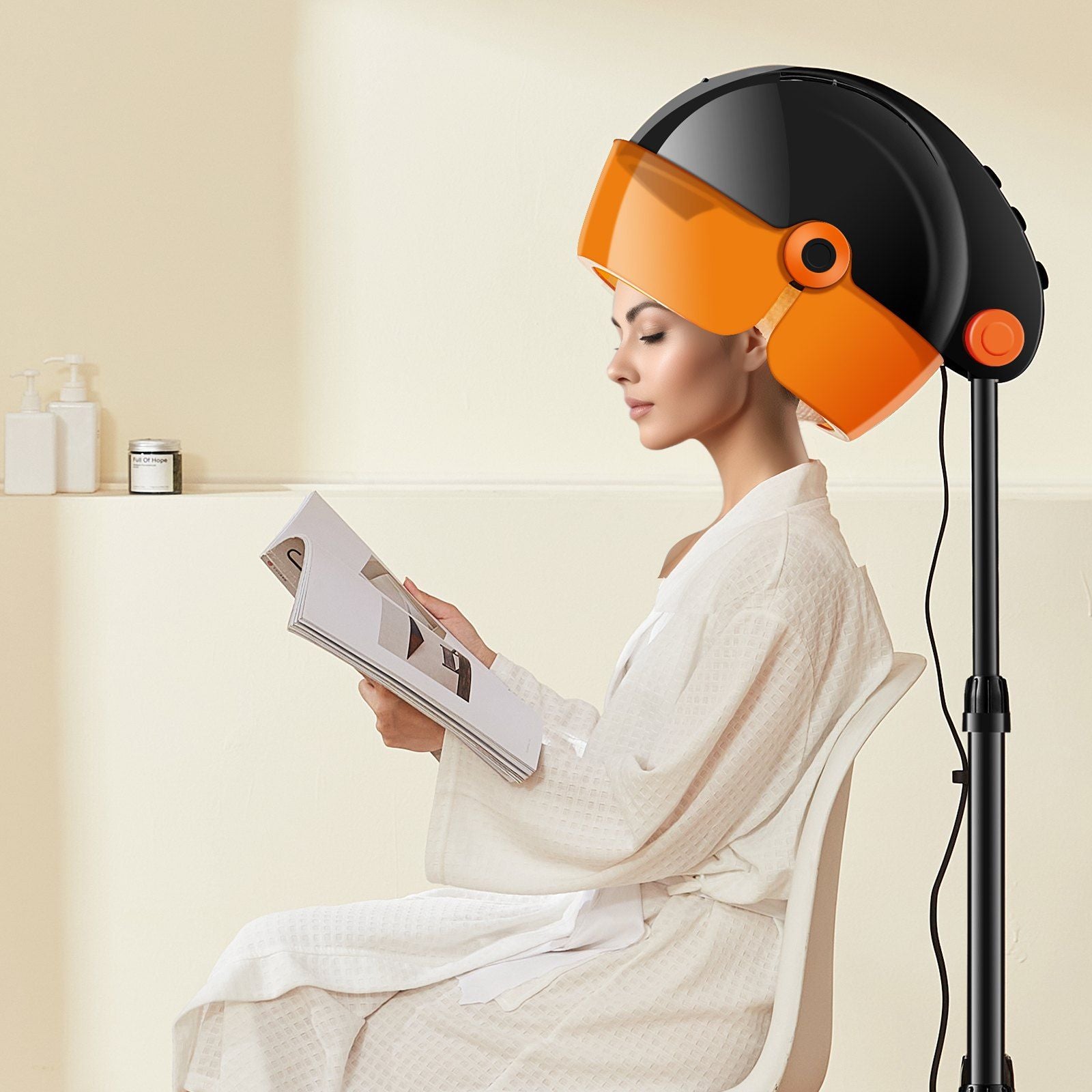 VEVOR Ionic Hooded Dryer, 1875W Professional Bonnet Hair Dryer, Sit Under Hair Dryer with Timer, 3 Temp Settings & Wind Speed, Floor Standing Rolling Base with Wheels for Beauty Salon Home Spa - Discount Msrp 