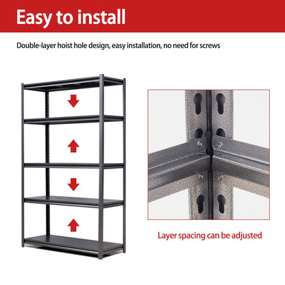 78"H 5 Tier Metal Shelves for Storage Garage Shelving 2000LBS Heavy Duty Storage Shelves Adjustable Garage Shelf Industrial Shelving Unit Storage Utility Rack,47.2"W*18"D*78"H,Black - Discount Msrp 