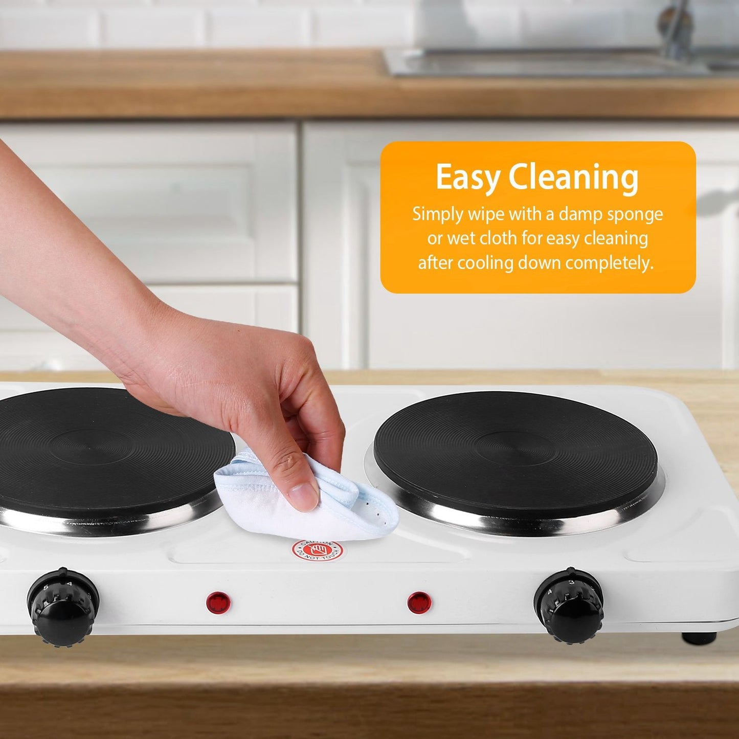 2000W Double Electric Burner Portable Dual Counter Stove Countertop Hot Plate Kitchen Cooker Stove with 5 Gear Temperature Control - Discount Msrp 