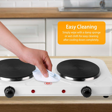2000W Double Electric Burner Portable Dual Counter Stove Countertop Hot Plate Kitchen Cooker Stove with 5 Gear Temperature Control - Discount Msrp 