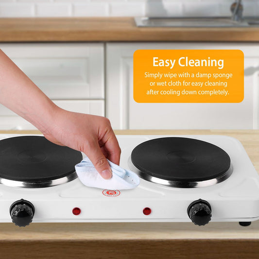 2000W Double Electric Burner Portable Dual Counter Stove Countertop Hot Plate Kitchen Cooker Stove with 5 Gear Temperature Control - Discount Msrp 