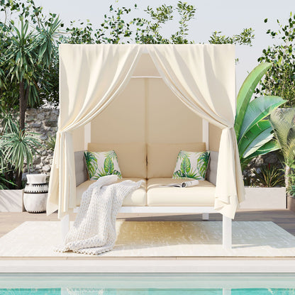 Outdoor Patio Sunbed with Curtains, High Comfort, Suitable for Multiple Scenarios - Discount Msrp 