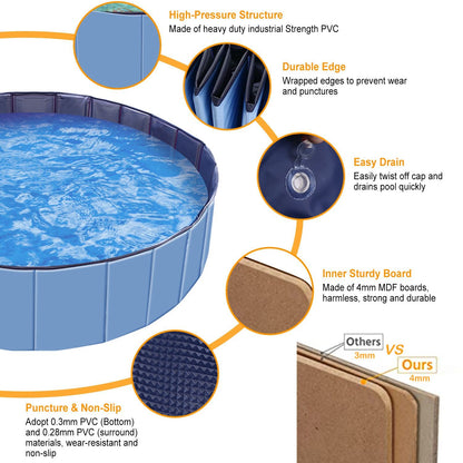 Foldable Pet Swimming Pool PVC Kiddie Baby Dog Swim Pool Bathing Tub Playmat Kids Pools - Discount Msrp 