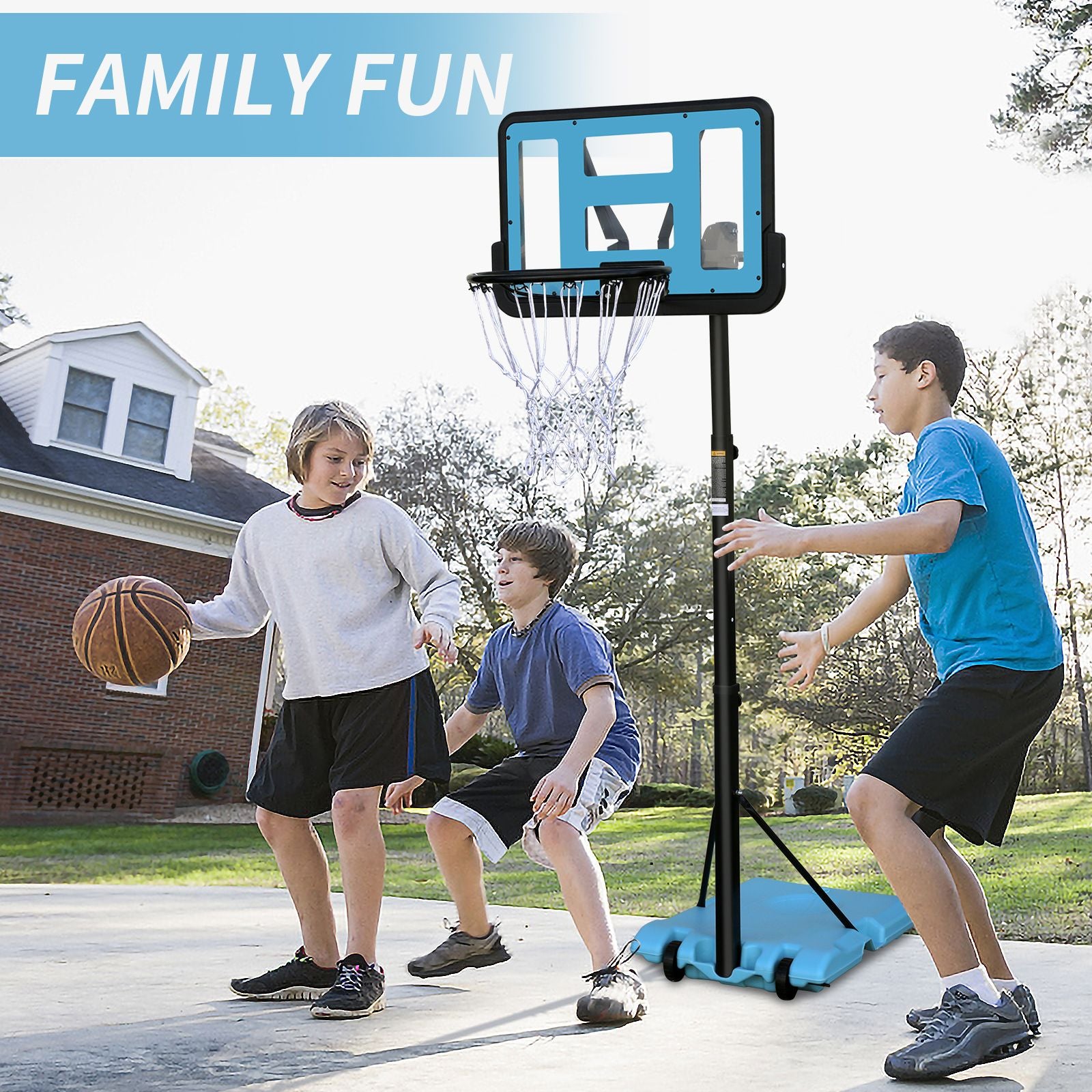 Use for Outdoor Height Adjustable 4.8 to 7.7ft Basketball Hoop 28 Inch Backboard Portable Basketball Goal System with Stable Base and Wheels - Discount Msrp 