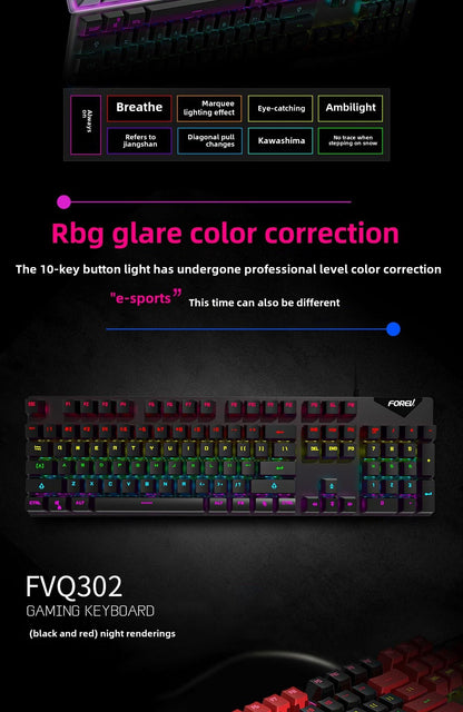 Wired Mechanical KeyboardGaming KeyboardMechanical KeyboardLuminous BacklightPlug and PlayGreen Axis Mechanical Keyboard - Discount Msrp 