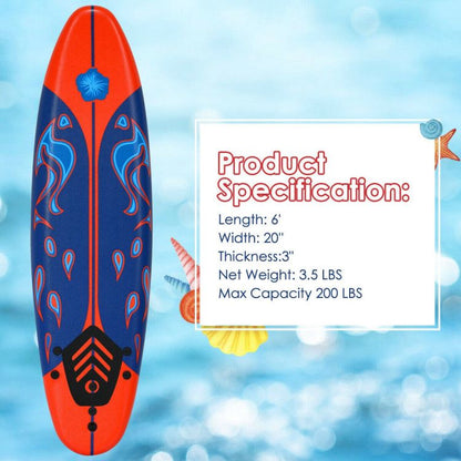 6 Feet Surfboard with 3 Detachable Fins - Discount Msrp 