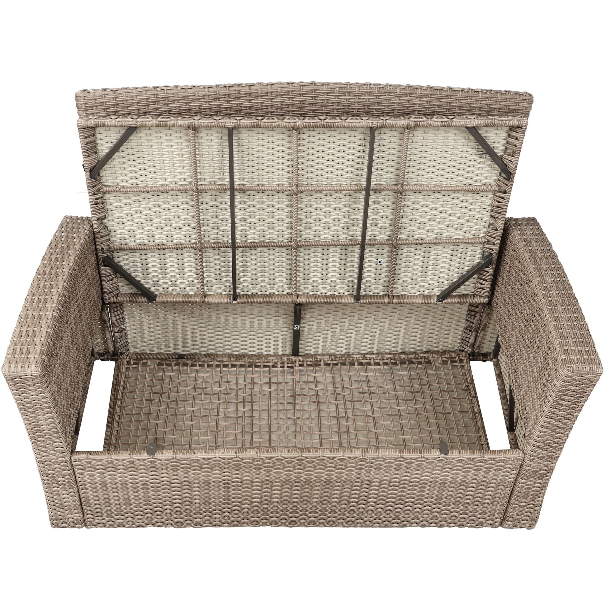 Patio Furniture Set; 4 Piece Outdoor Conversation Set All Weather Wicker Sectional Sofa with Ottoman and Cushions - Discount Msrp 