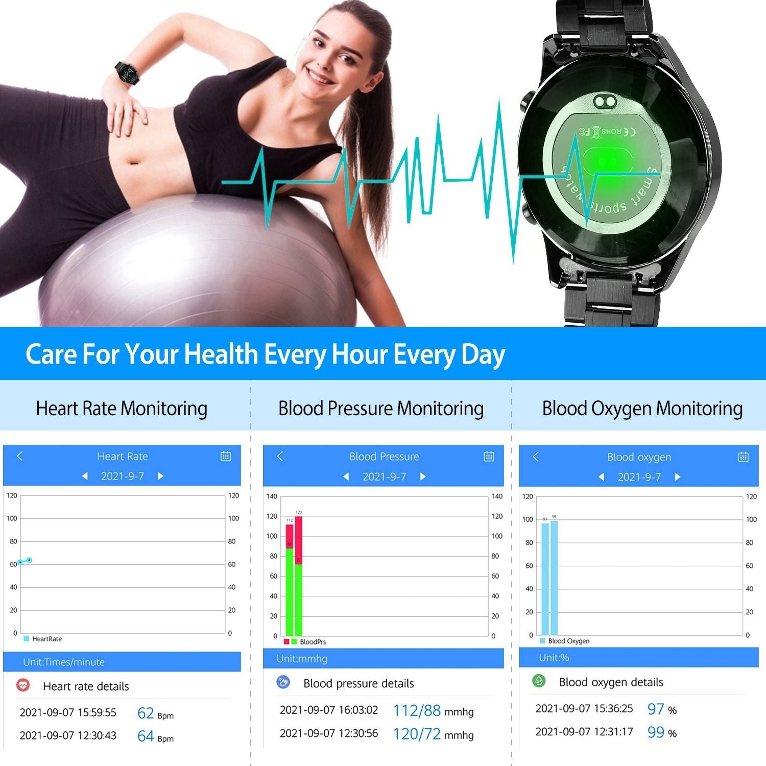 Wireless Smart Watch Fitness Tracker IP68 Waterproof Sport Bracelet - Discount Msrp 