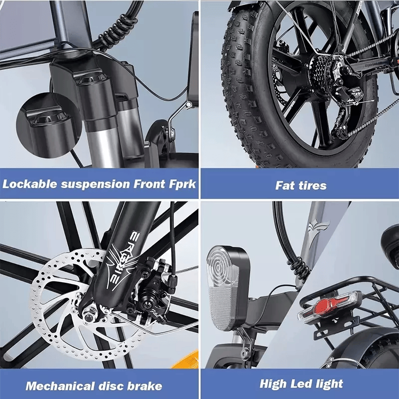 ENGWE EP-2PRO 48V13Ah 45km/h 20 Inch Fat Tire 750W Mountain Electric Bicycle - Discount Msrp 
