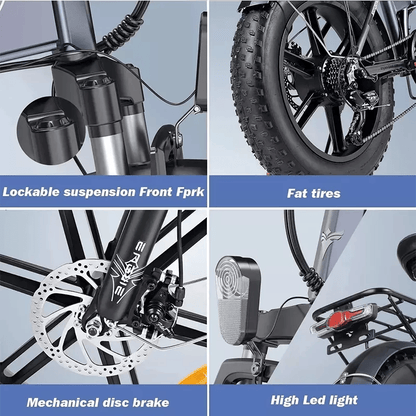 ENGWE EP-2PRO 48V13Ah 45km/h 20 Inch Fat Tire 750W Mountain Electric Bicycle - Discount Msrp 