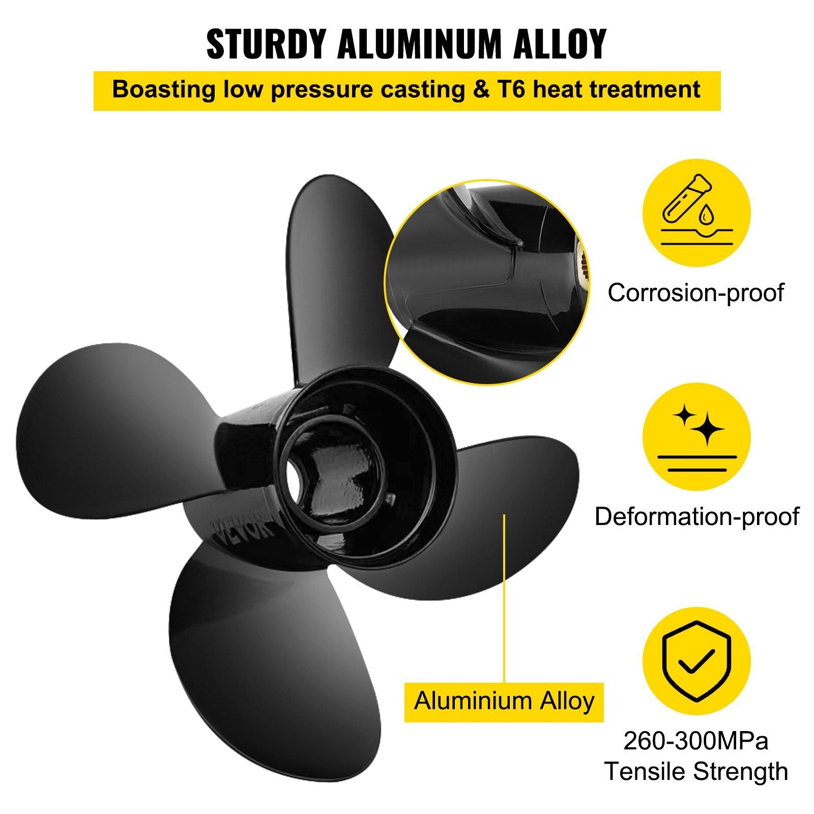 VEVOR Outboard Propeller, Replace for OEM 48-8M8026630, 4-Blade 10.3\" x 13\" Aluminum Boat Propeller, Compatible with Mercury Mariner 25HP Bigfoot/Command Thrust 60Hp Outboard, 13 Tooth Splines, RH - Discount Msrp 