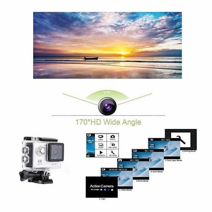 4K Action Pro Waterproof All Digital UHD WiFi Camera + RF Remote And Accessories - Discount Msrp 
