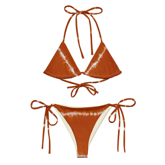 Vega String Bikini in Burnt Orange Shibori - Discount Msrp 