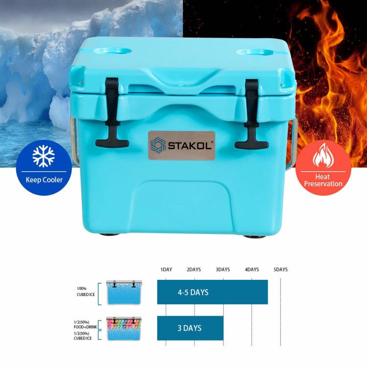 16 Quart 24-Can Capacity Portable Insulated Ice Cooler with 2 Cup Holders - Discount Msrp 