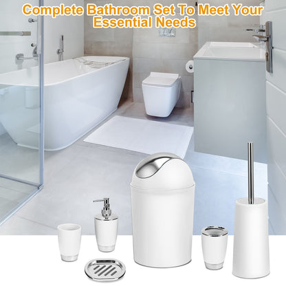 Bathroom Accessories Set 6 Pcs Bathroom Set Ensemble Complete Soap Dispenser Toothbrush Holder - Discount Msrp 